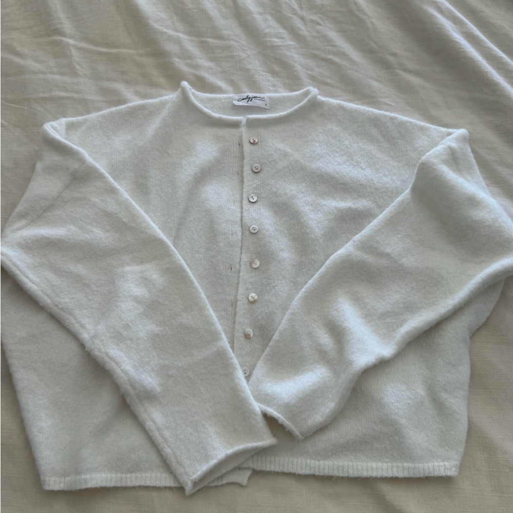 CJLA Ellie ivory White Button-Up Sweater cardigan - Picture 5 of 7
